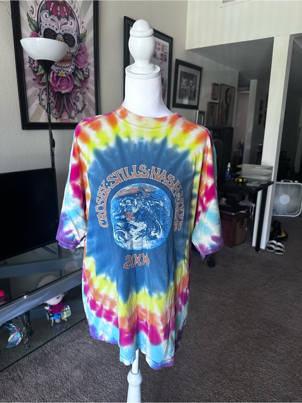 Vintage Tye dye Crosby and Nash band tee